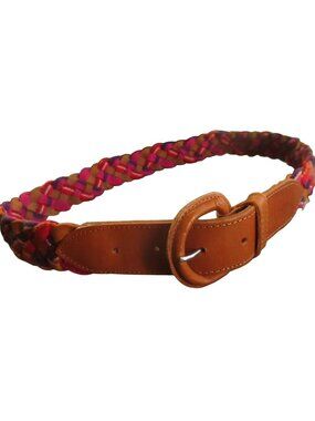 Medium True Vintage Belt Guatemala 70's Southwestern Woven Elastic Leather Braid